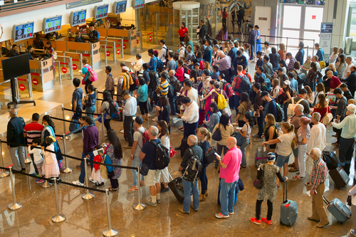 People Queue airport immigration Singapore